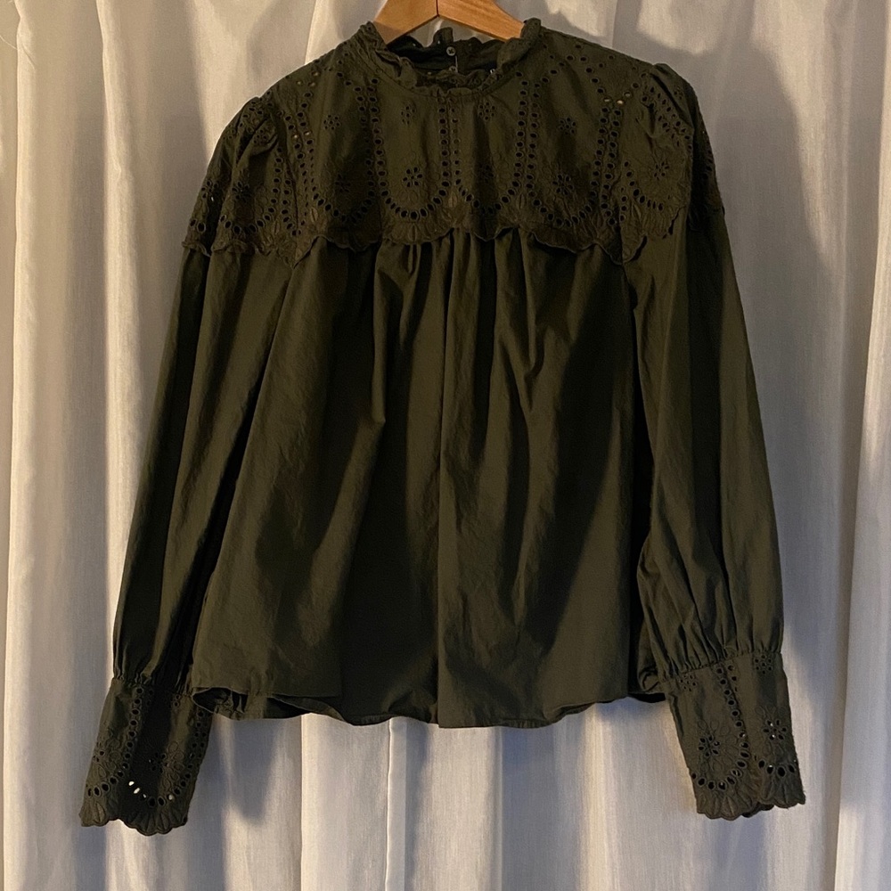 GAP Olive Green Lace Blouse
